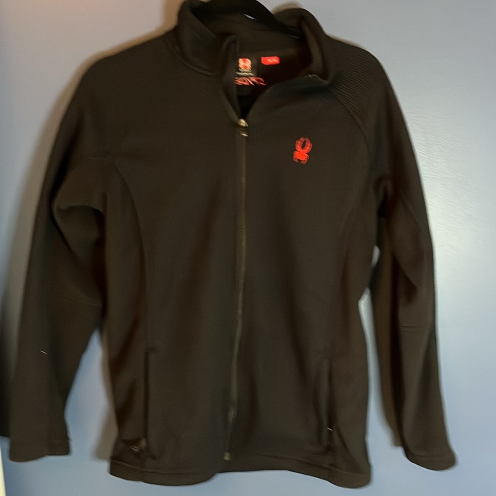 Spyder KIDS XL CORE Sweater/Jacket, XL BOYS, waffle knit and velour. Black w red